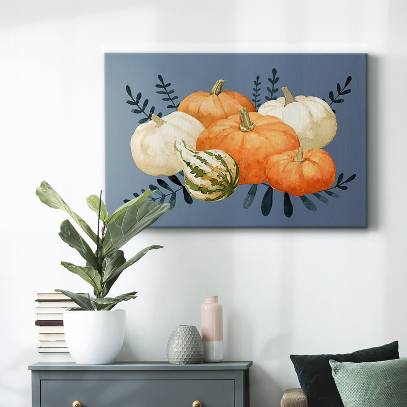 Automne orange et bleus, toile tendue I-Gallery, H 18 po x l 27 po