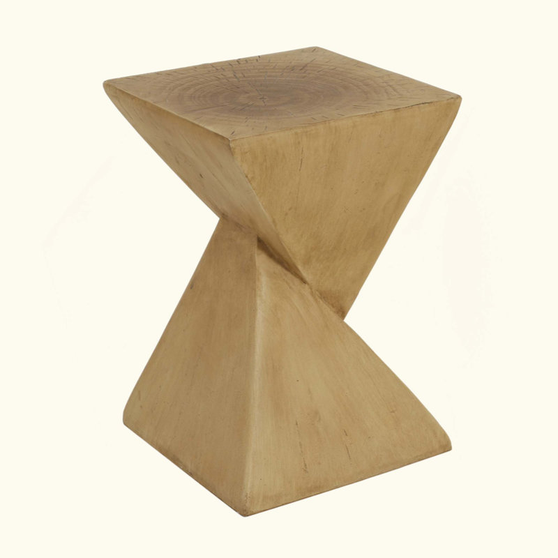 MGO Side Table, With Twisted Hourglass Design For Modern Interiors And Outdoor Spaces, Light Natural