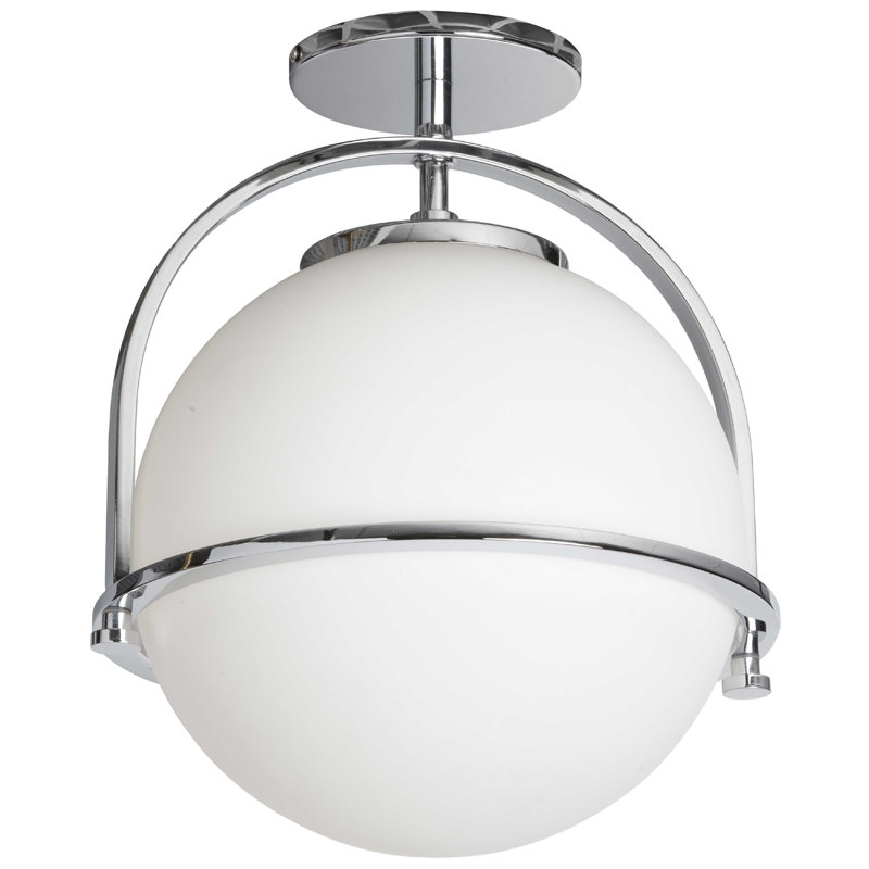 Plafonnier semi-encastré Bracie, Chrome poli, blanc