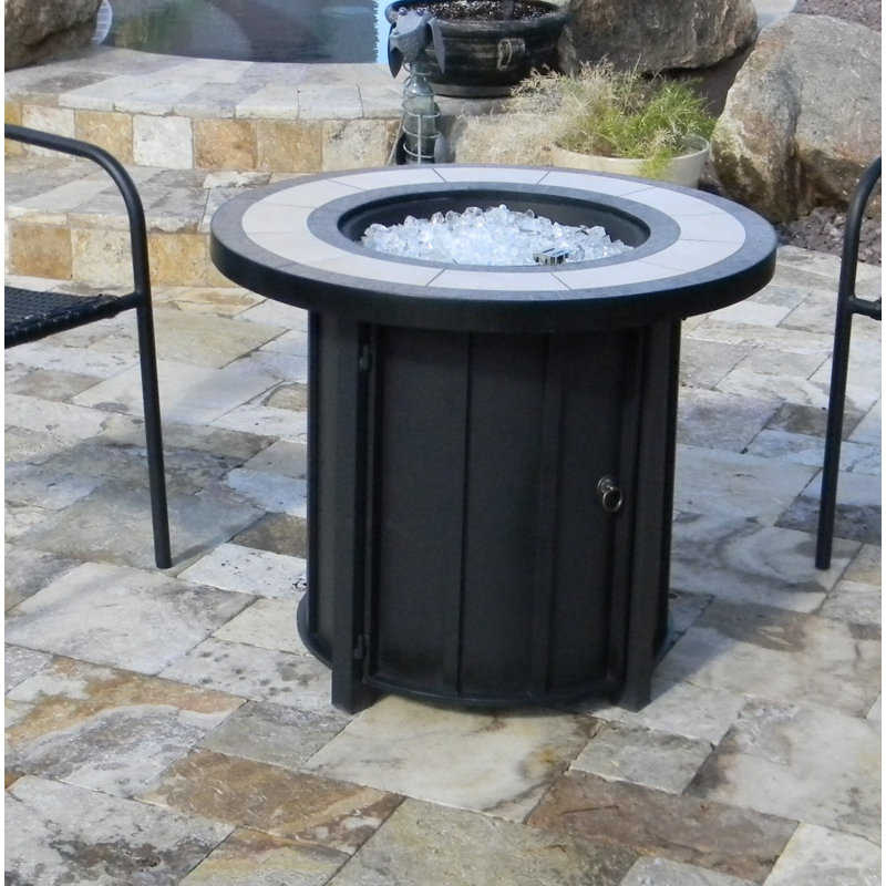 Jemale Round Steel Propane Smokeless Fire Pit Table with Hidden Fuel Tank