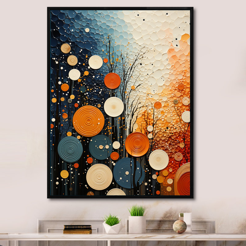 Coloré Mid Century Dynamic Duality IV sur toile, H 44 po x l 34 po x P 1,5 po, Cadre flottant noir
