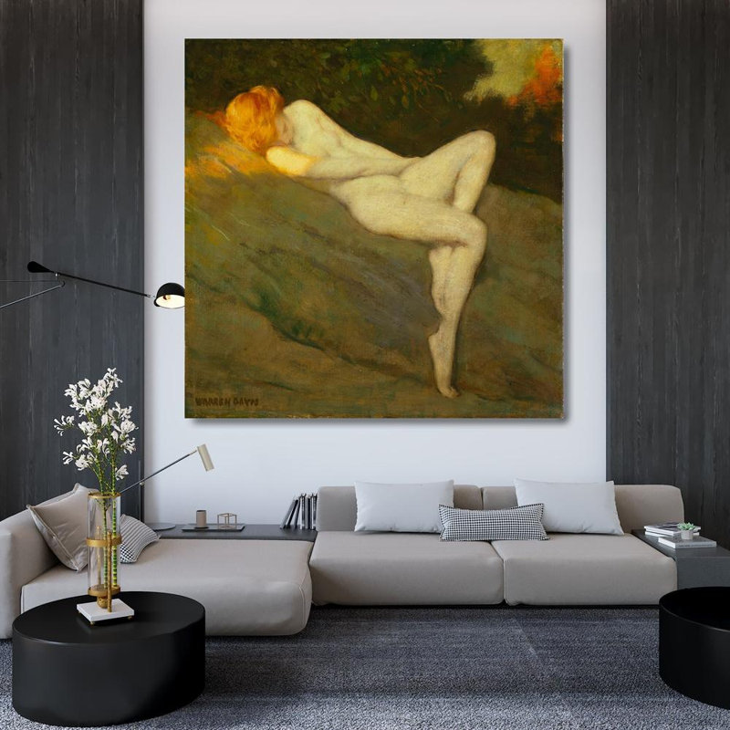 «Sleeping Nude» par Warren B. Davis - Art mural sur toile tendue avec châssis, H 48 po x l 33 po