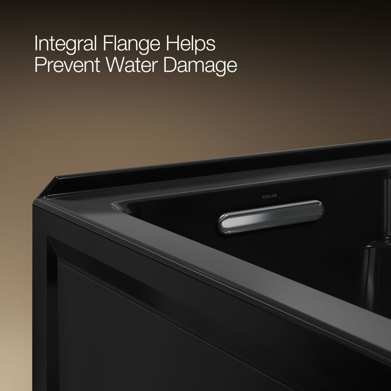 Archer® 66" X 32" Alcove Bath with Bask® Heated Surface, Integral Apron, Integral Flange, and Right-Hand Drain, Left, Black