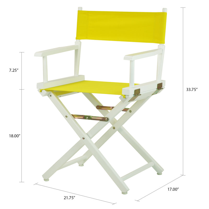 Chaise de réalisateur pliante 18 po, Jaune, Blanc