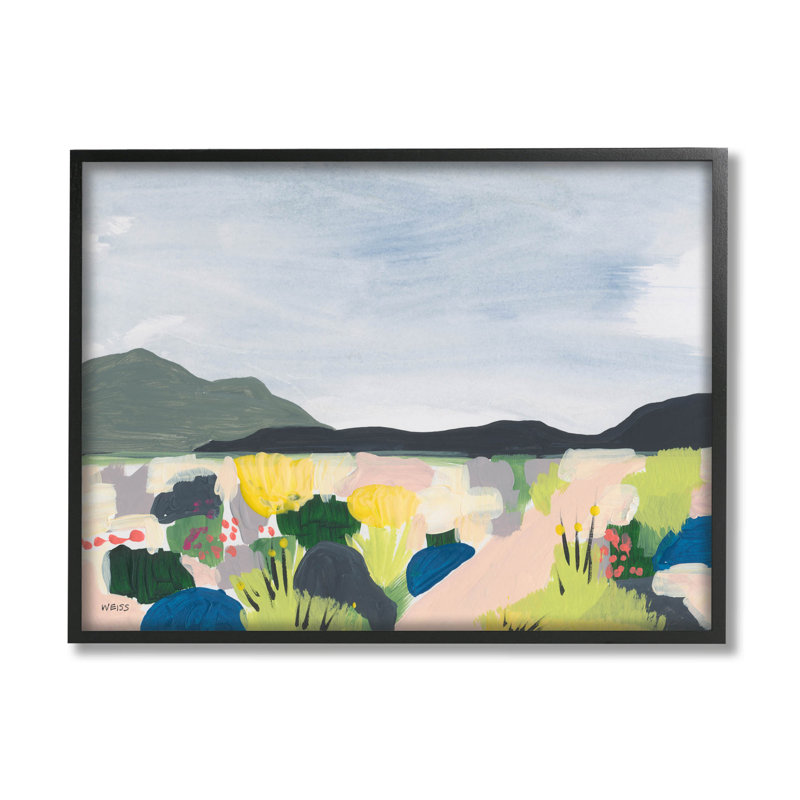 «Wildflower Meadow», art giclée par Jan Weiss, H 24 po x l 30 po x P 1,5 po, Giclée encadrée noir minuit