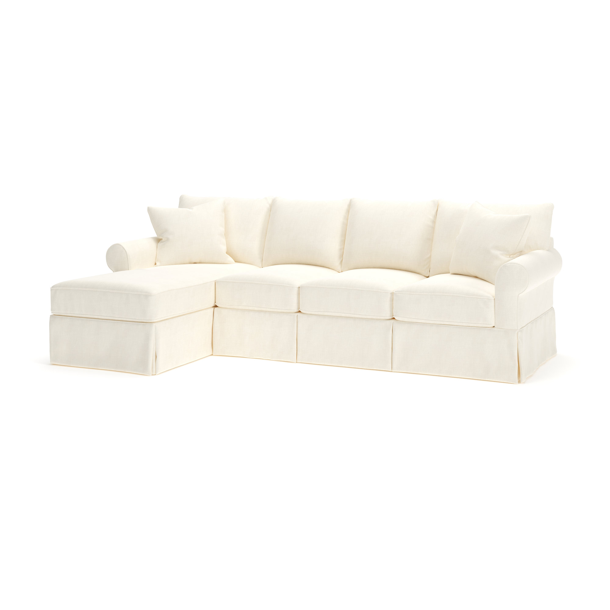 Amari Slipcovered Sectional with Sleeper Sofa, Left Hand Facing, Conversation Pearl Basketweave