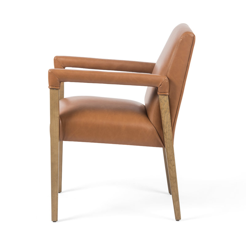 Reuben Upholstered Arm Chair, Faux Leather Brown