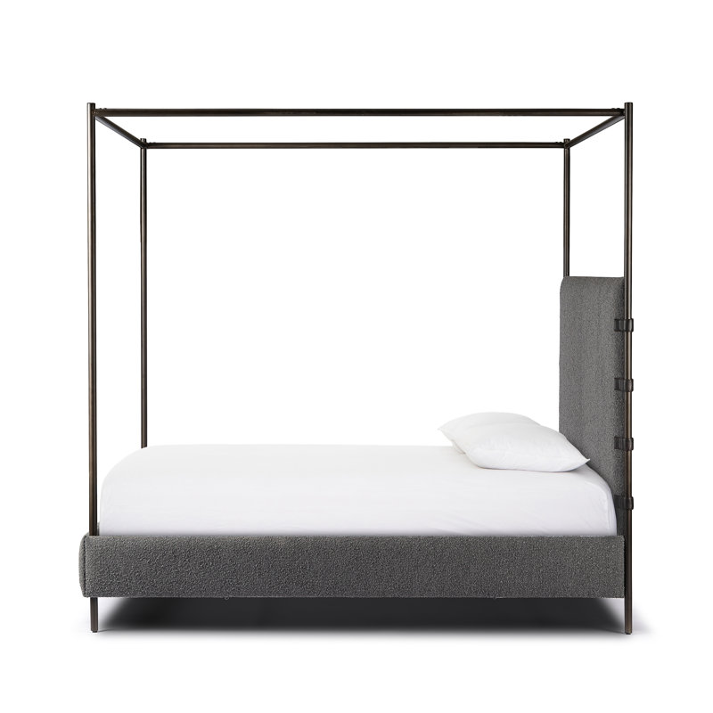 Anderson Upholstered King Canopy Bed, King, Knoll Charcoal
