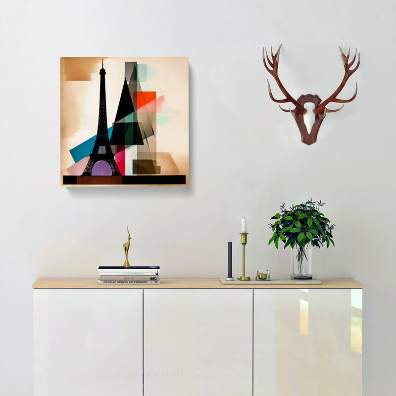 Eiffel Tower Suprematism - Wrapped Canvas, 35cm H x 35cm W x 3cm D