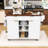 Rolling Fluted Kitchen Island Cart with Drop Leaf, Power Outlet and Adjustable Shelves-1531785326