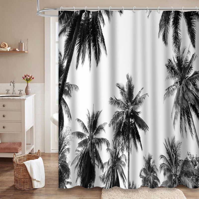 Rideau de douche avec 12 crochets Coconut Palm Trees Sky Tree, L 72 po x l 72 po