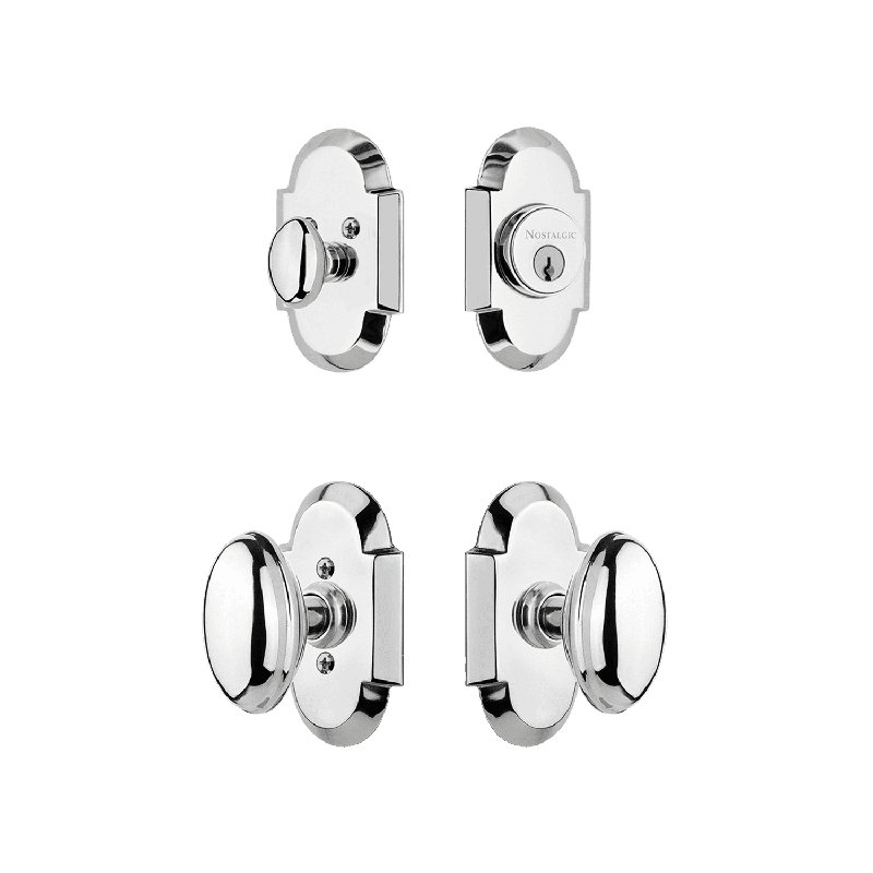 Nostalgic Warehouse Cottage Entry Set with Homestead Knob, Bright Chrome, 2.75