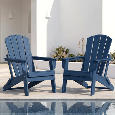 Set of 2 Foldable Adirondack Chairs, Lightweight & Portable HDPE Patio Chair Set, All-Weather Space-Saving Foldable Fire Pit Seating for Camping, Backyard, Deck