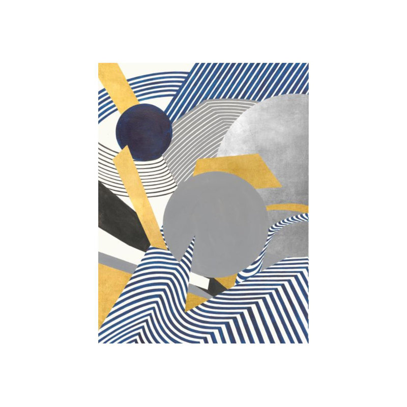 Planète I par Janice Sadler - impression, H 32 po x l 24 po x P 1,5 po, Or doré et argent