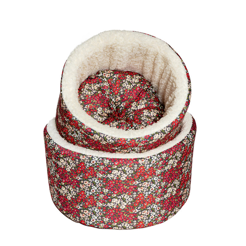 Floral Cotton Bolster Pet Bed, 45 W x 45 D cm