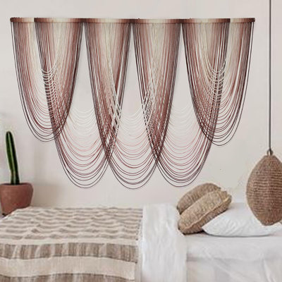 Macrame Wall Hanging Dip-Dyed Large Macrame Wall Decor For Living Room Boho Fibre Art For Office Decoration 57" W X 41" L