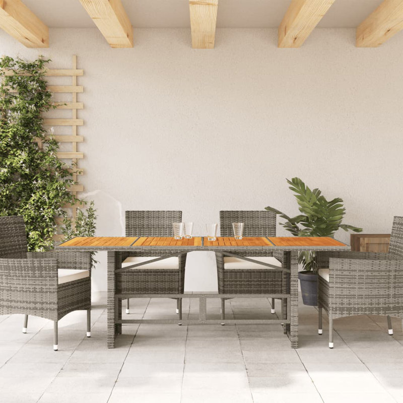 Table de patio avec plateau en bois d'acacia 74,8 po x 31,5 po x 29,5 po, Gris