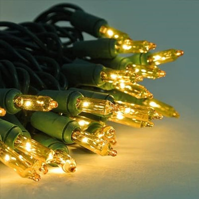 Mini guirlandes de Noël, lumières incandescentes à fil métallique vert de 66 pi, décorations de Noël certifiées UL pour décoration de fête de Noël en plein air, blanc chaud