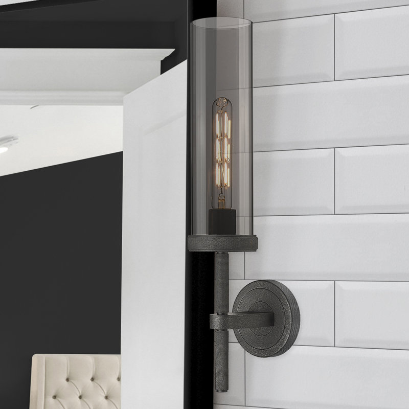 Lakeasha Armed Sconce, Plated Smoke, Weathered Zinc