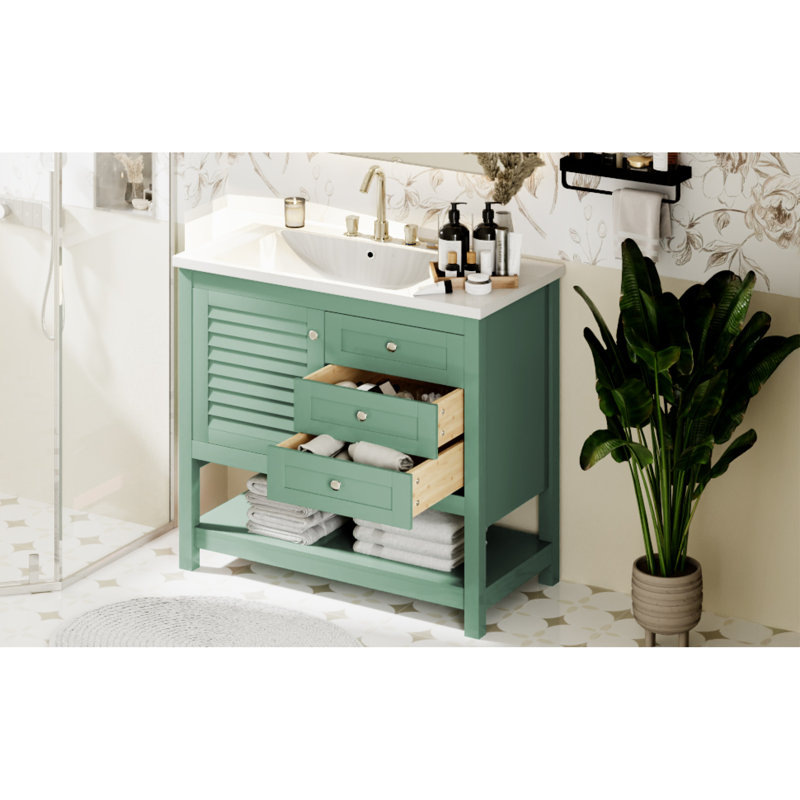 Ensemble de meuble-lavabo personnalisable en bois massif de style classique
