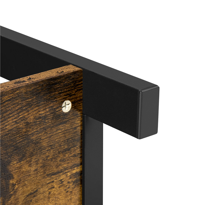 Vintage Wooden Console Table, Rustic Brown, 80cm H x 30cm W x 100cm L, Black