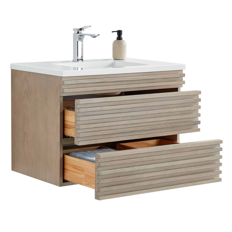 Gibson 48" Wall Mounted Single Bathroom Vanity with Top, 30", Light Wood