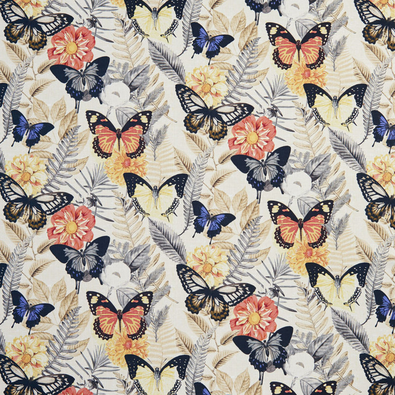 Tissu d’impression papillons, Jaune / Bleu