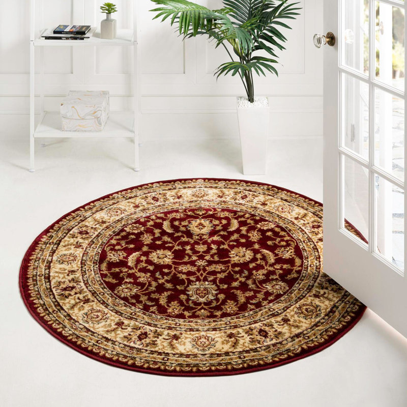 Niles Oriental Area Rug, Round 3'1", Red