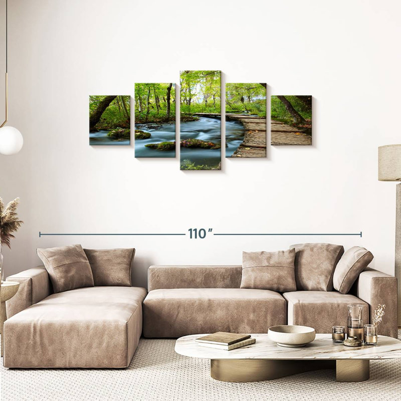 Ensemble de 5 pièces Boardwalk In The Forest sur toile, H 74 po x l 34 po x P 1,25 po