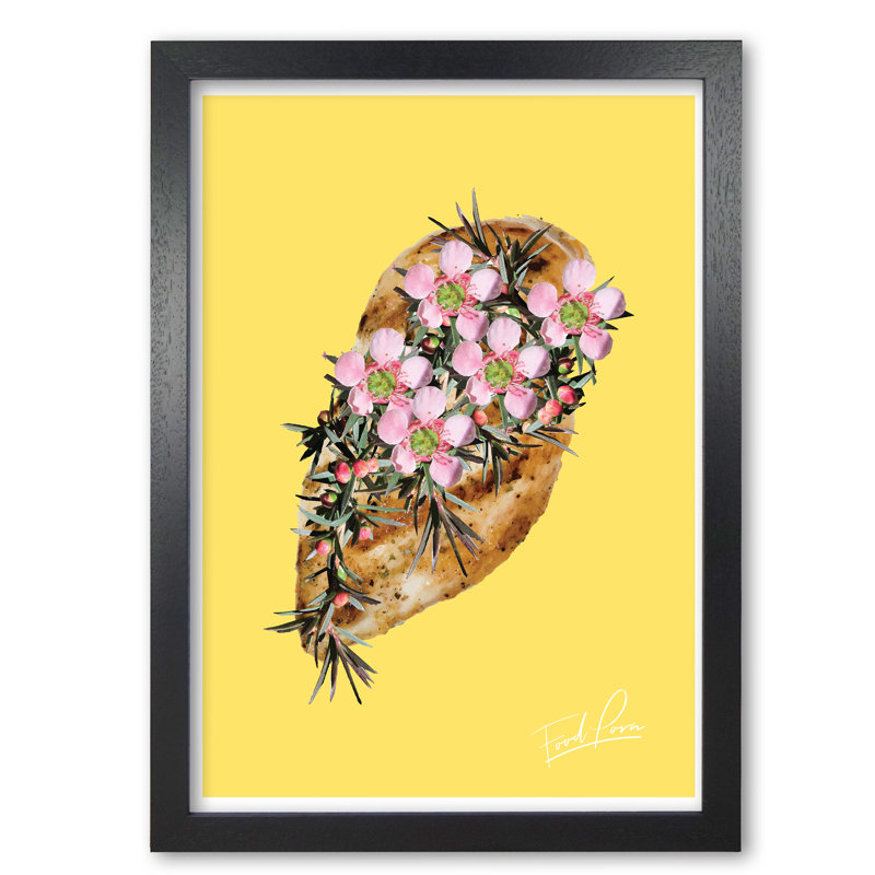 Chicken Food Porn - Painting, 42 cm H x 30 cm W x 5 cm D, Black Grain Frame