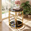 Table de bout en verre trempé à 2 niveaux l 19,7 po x P 19,7 po x H 21,7 po change