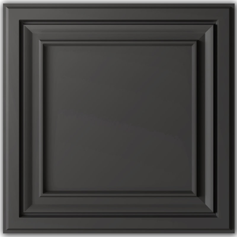 PVC Ceiling Tiles, 2x2 Feet Glue Up Plastic Sheet in Black, Suitable for Kitchen, Living Room, and Home Decorative Ceilings (12-Pack, 48 Sq.ft)