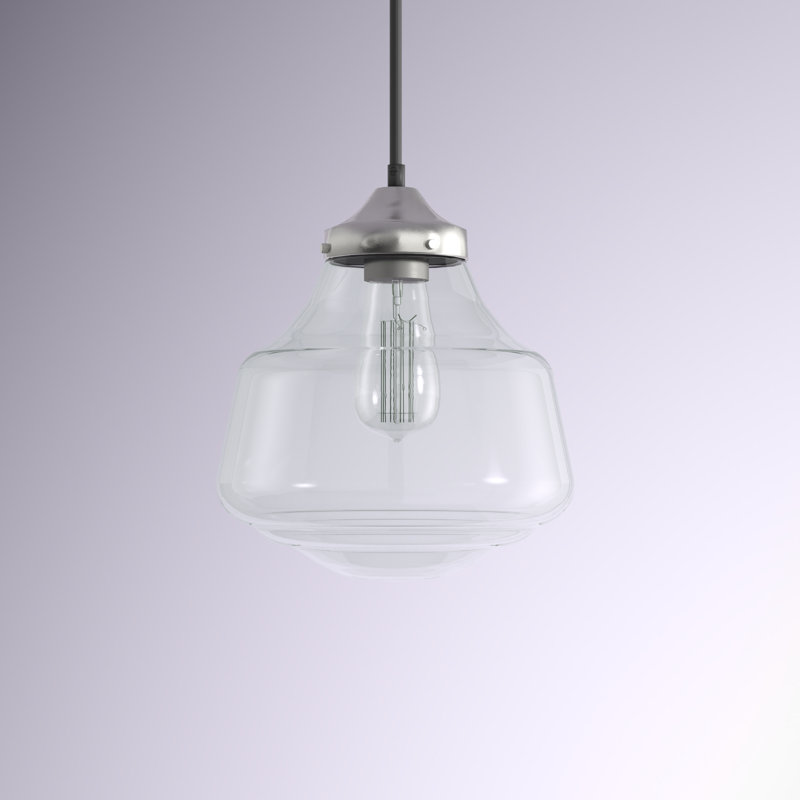 Clear Glass Bell-Shaped Pendant Light with Black Cord