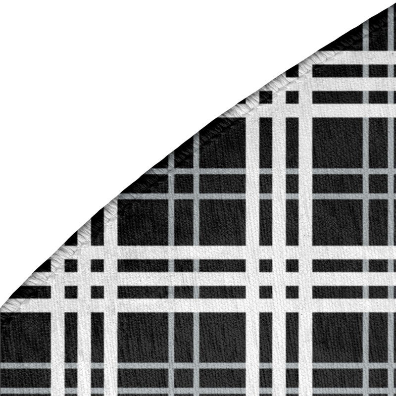 Tapis noir à carreaux, Rond 5 pi