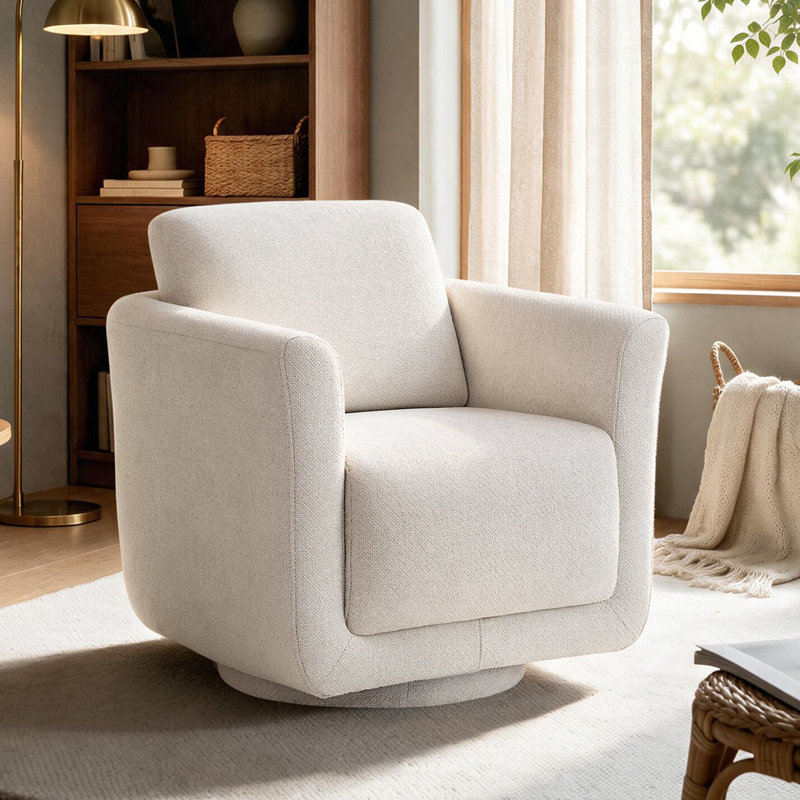 Scottie 33" Wide Chenille 360° Oversized Swivel Barrel Chair With Solid Wood Frame, No Assembly Required (Set of 2)