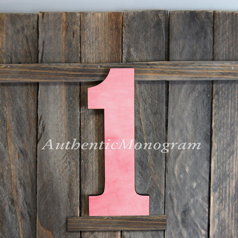 Suspension murale numéro de lettre monogramme, 1, Rose