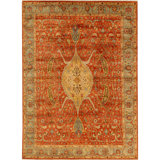 Lamani Wool Oriental Area Rug in Rust/Yellow/Blue