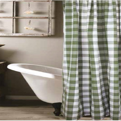 Dextrel Cotton Checkered Shower Curtain