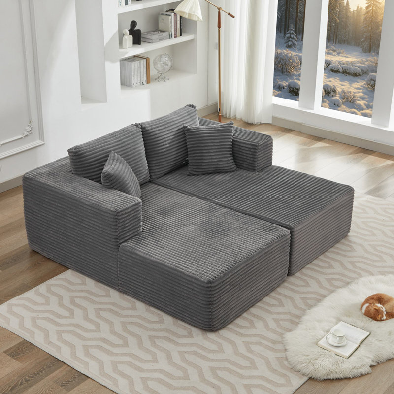 Canapé modulaire en velours côtelé 106 "Boneless, Velours côtelé gris