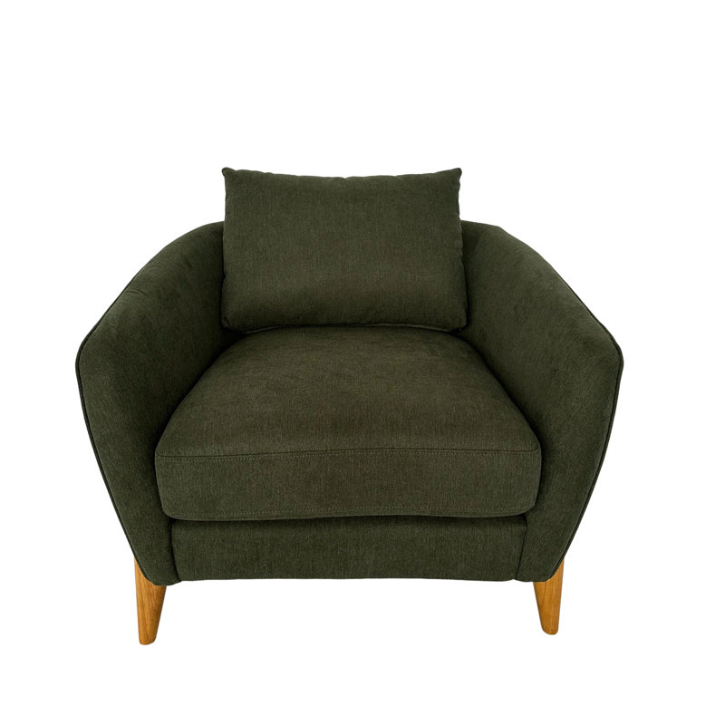 Chaise d'appoint rembourrée moderne Kellan avec pieds et dossier en bois massif, Green