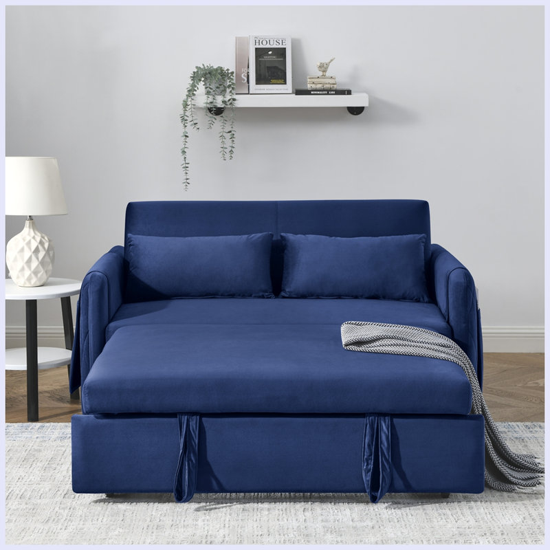 Causeuse en velours Pricop, Bleu