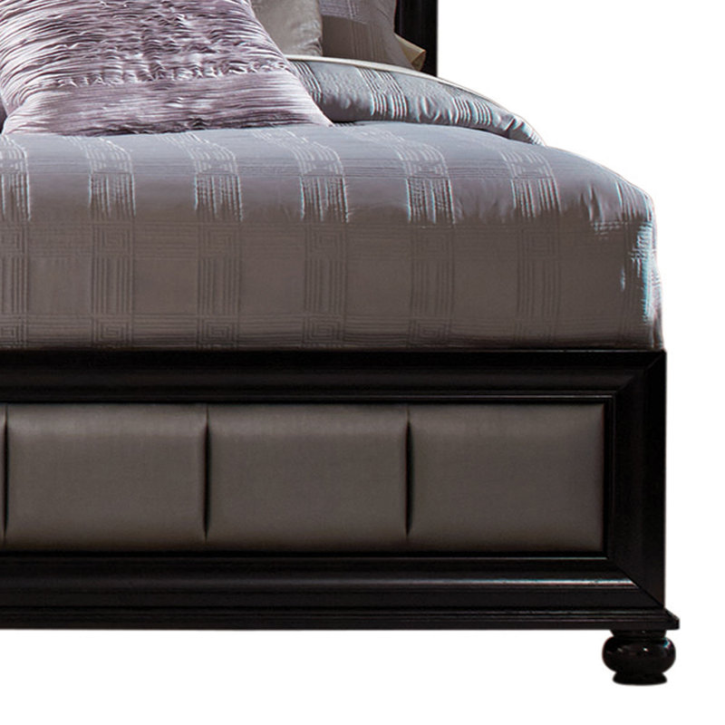Tufted Upholstered Panel Bed, King, Gray/Black