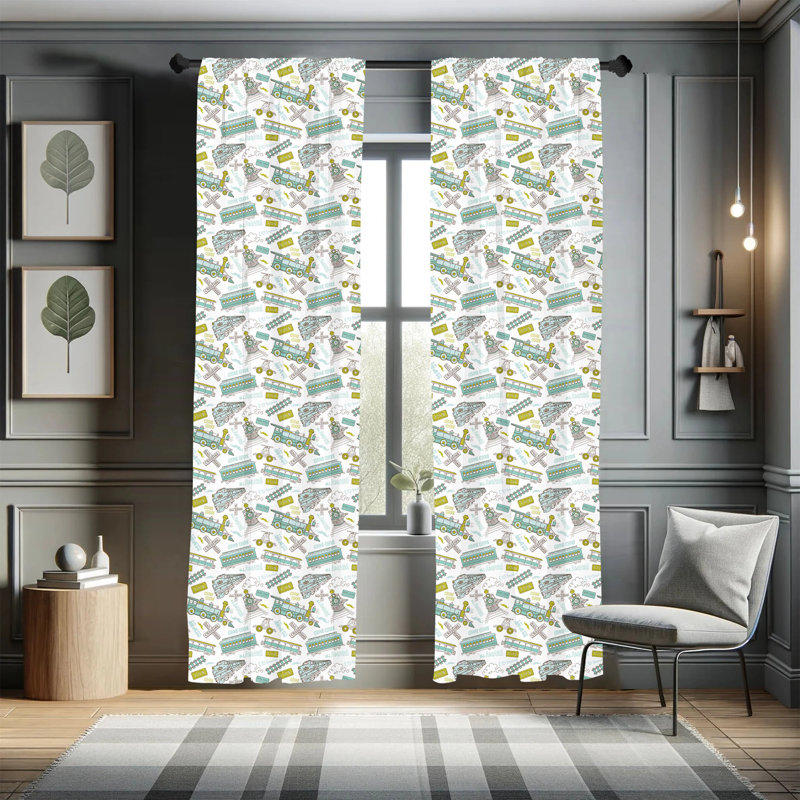 Blue 84-inch Polyester Rod Pocket Room-Darkening Curtain Panel Pair