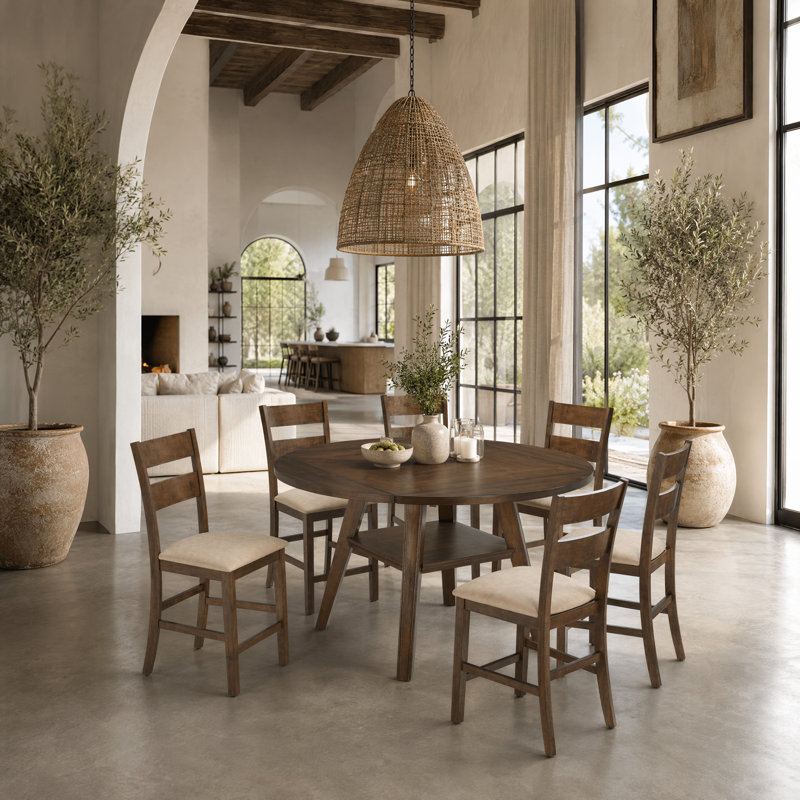 Ensemble de table de salle à manger à hauteur de comptoir extensible Horizon avec chaises rembourrées (7 pièces)