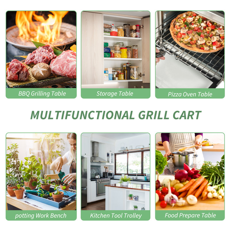 Arlmont & Co. Bhavya 21.65'' W x 33.27'' D Steel Grill Cart / Table