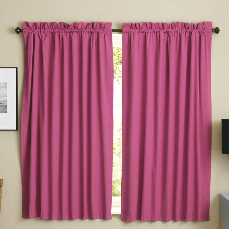 Currahee Cotton Blend Room Darkening Curtain Pair, Bery Berry, 52" W x 84" L