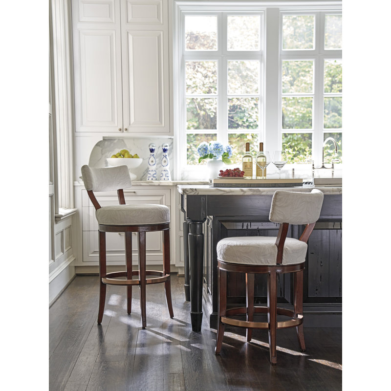Rendezvous Swivel Upholstered Stool, Counter Stool (24” Seat Height), White Flower
