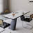 White+Black Rectangular Stone+Iron Butterfly Leaf Dining Table-1111255458