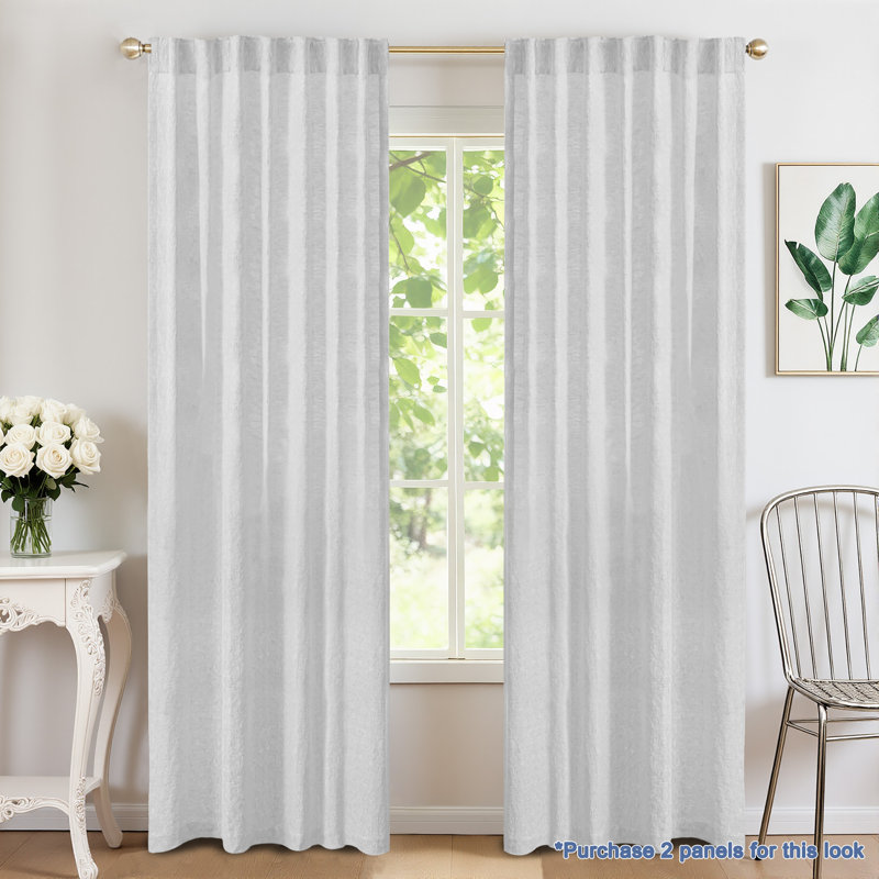 Panneau simple 100% lin obscurcissant, Blanc, 50" W x 96" H