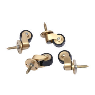 Set of Four Casters With Rubber Wheels Brass Vintage Caster Wheels